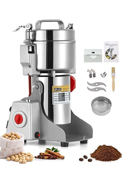 DubaiGallery مطحنة حبوب كهربائية سعة 200 جرام ومطحنة توابل تجارية بقوة 1000 وات من الفولاذ المقاوم للصدأ