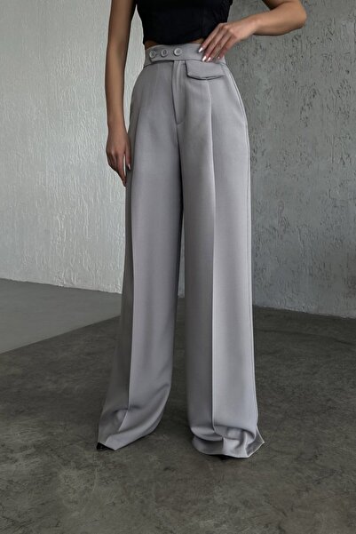 Wear Up    Three Button Detailed Palazzo Trousers