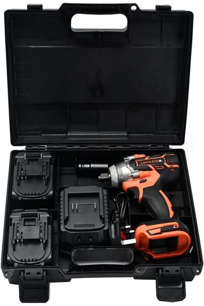Lawazim Cordless 21V Brushless Impact Wrench with 2 Batteries & Carrying Case