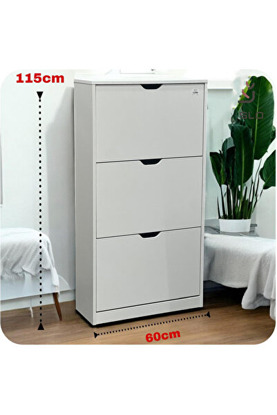 DEC39 Modern wooden shoe rack with 3 tilting drawers | Height 115 cm