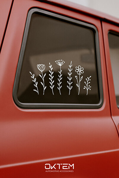 OKTEM Nameplate Araba Arka Cam Çiçek Sticker – Kelebek Camı Beyaz Etiket 20x1...