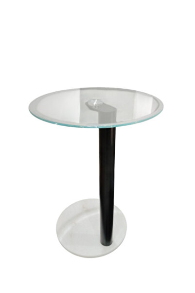 genernic طاولة جانبية بسطح زجاجي وقاعدة رخامية