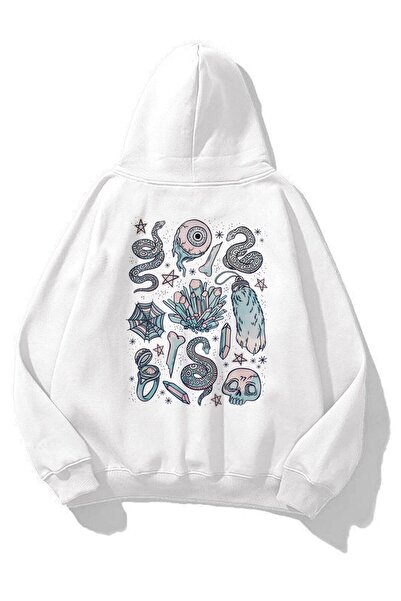 Trendiz Kadın Tattoo Sweatshirt Beyaz