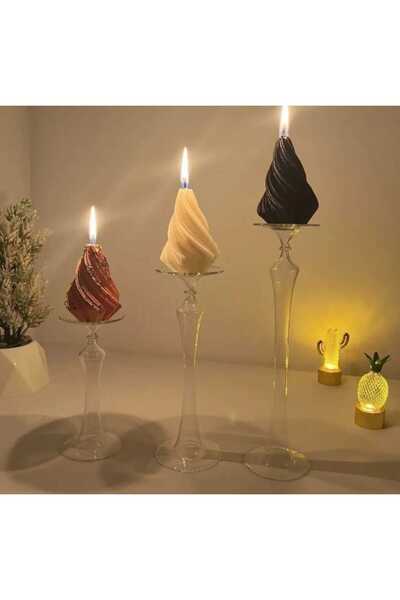 Moonlight Glass AYAKLI ŞAMDAN BOY 22 CM- 25 CM- 28 CM