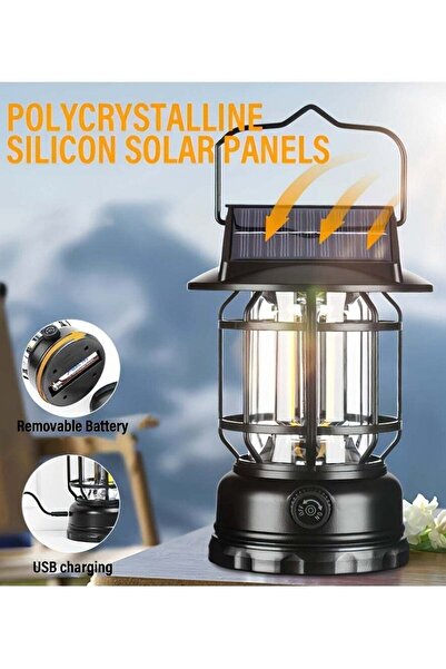 Toybox فانوس تخييم LED محمول عالي السعة يعمل بالطاقة الشمسية وقابل لإعادة الش...