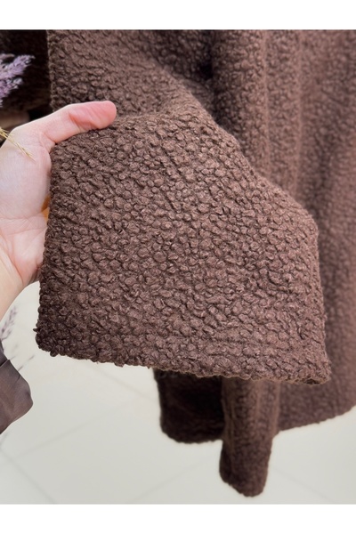 MİHRA STORE Jachetă Finelie Gold cu Butoane Boucle-FS5511 Maro Închis