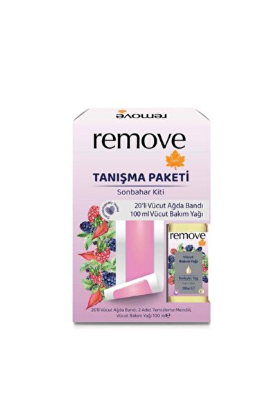 remove Tanışma Paketi 20'li Vücut Ağda Bandı + 100 ml Vücut Bakım Yağı
