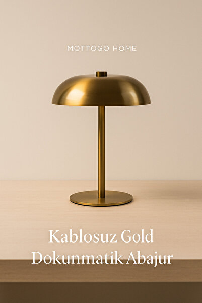 Mottogo Kablosuz Dokunmatik Şarjlı Metal Masa Lambası – 3 Renk LED Işıklı Mod...