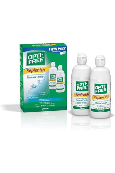 Opti-Free Replenish Multi-Purpose Disinfecting Solution with Lens Case, Twin Pack, 10-Fluid Ounces E