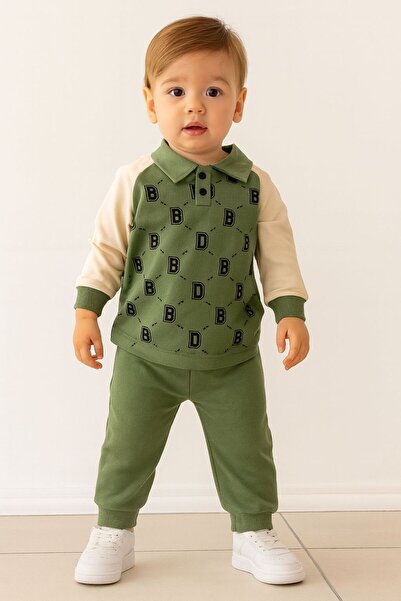 ZERVA QUEEN Patterned Baby Boy Suit with Buttoned Collar