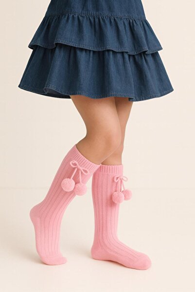 Katia&Bony Girl's Pompom Knee Socks Pink