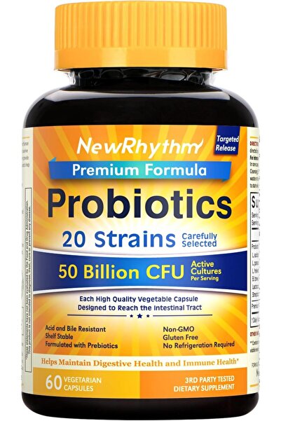 NewRhythm بروبيوتيك ٥٠ مليار وحدة تشكيل مستعمرة ٢٠ سلالة، خالي من الغلوتين (٦...