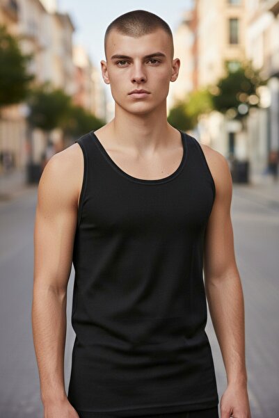 Fanilam Hasyün Men's Black Wool Thermal Undershirt – Natural Heat Insulation, Breathable Sweat-Absorbing Undershirt