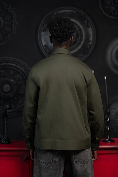 alenmeza Oversized Thin Canvas Fabric Unlined Shirt with Double Flap Pockets