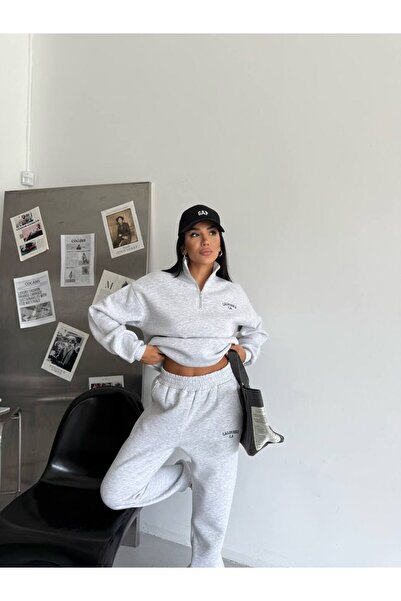 VESS MODA Women's Combed Cotton 3-Thread Inner Shirt Fleece-Lined Half-Pocket Double Tracksuit Set