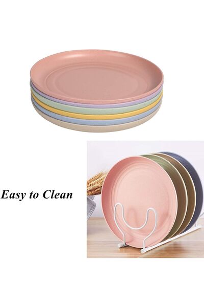AZONEE Wheat Straw Plates 6-Pack (5.9") - Unbreakable, BPA Free, Dishwasher & Microwave Safe