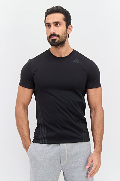 adidas تي شيرت رياضي رجالي بأكمام قصيرة للتدريب، أسود