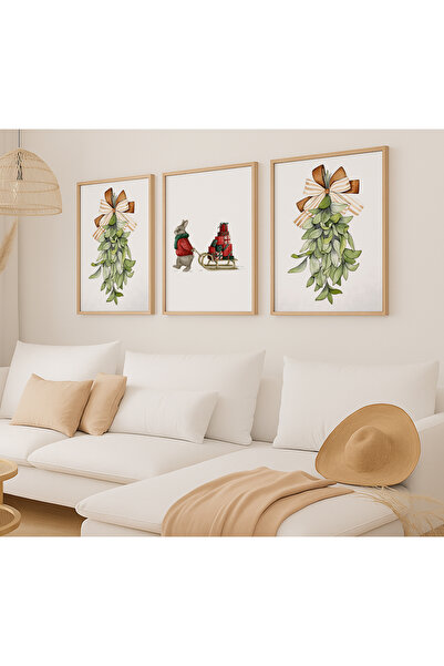 VOBA STORE SET DE TABLORI MDF CU CADRU TEMATIC DE PIN DE CRĂCIUN, 3 BUCĂȚI-121