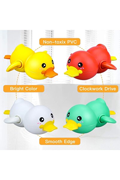 Generic YRQX Wind-Up Floating Bath Duck Toys, 4-Pack, for Kids 12-36 Months