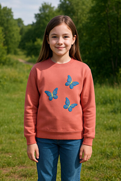 Roya Kids Clup سترة رياضية للفتيات من روييا 190-11-25 بنقش زهور مطرزة وياقة د...