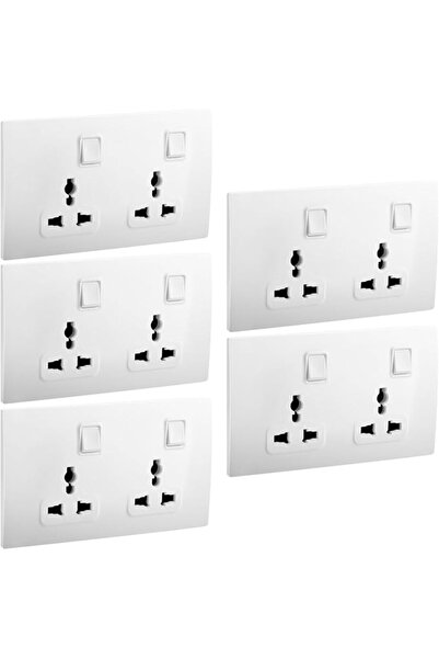 Legrand RACO Mallia Senses Double Switched Socket Outlet 16A 250V White Screw Terminals 5PCS