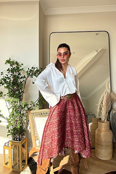 Sohotique By P Chiffon Glittery Wrinkled Pleated Skirt Tile