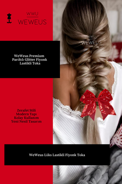 Weweus Women's Red Sequin Glitter Bow Ribbon Elastic Buckle