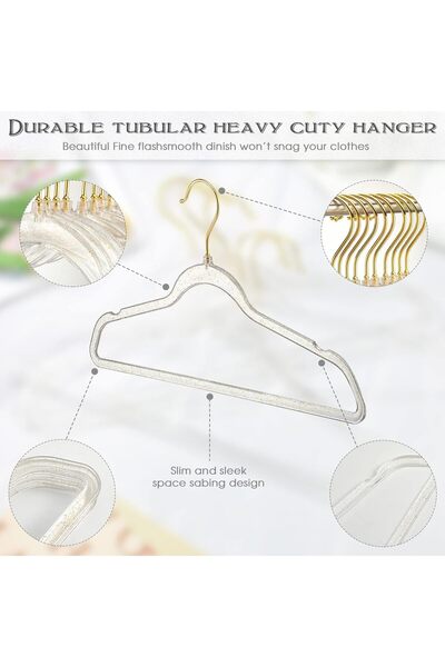 Generic Weysat 20 Pcs Clear Acrylic Glitter Hangers - Plastic Non-Slip Heavy Duty Suit Hangers (Gold)