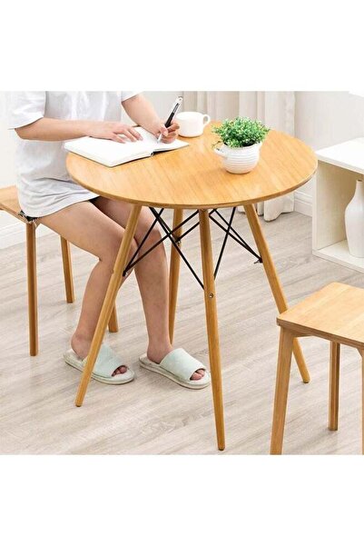 Taimi Wooden Round Dining Table 80x80x72cm With solid Wooden Legs Suitable For Dining and Living Room