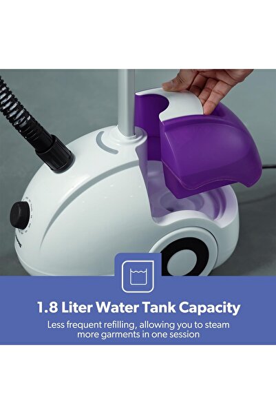 Geepas 1580W Garment Steamer Auto Off AdjUStable Poles, 3 Steam Levels Ggs25022, White & Black