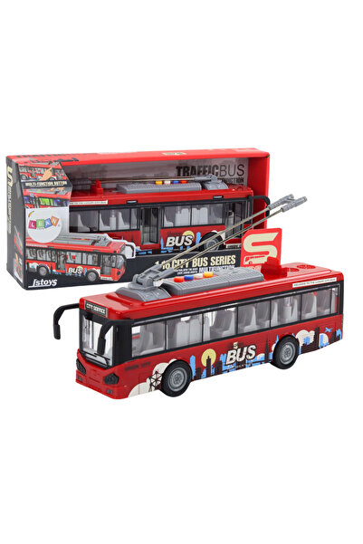 Bebelul Troleibuz RED scara 1:16 cu lumini, sunete și uși mobile