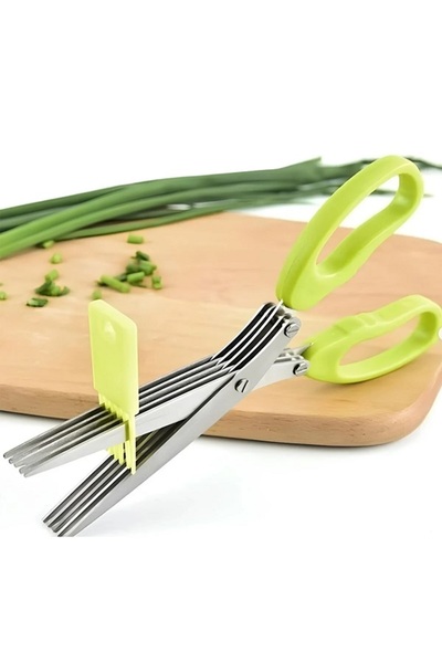 Tasarım Evi Sebze Doğrama Makası Çelik Mutfak 5 Bıçaklı Çoklu Yeşillik Doğram...