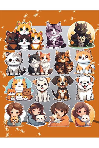 hediyenebak مجموعة ملصقات لطيفة بتصميم القطط والكلاب |   ملصق للكمبيوتر المحمول والكمبيوتر الشخصي والتابلت والهاتف والدفتر ومجلة البوليت جورنال
