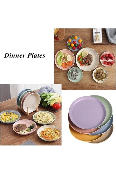 AZONEE Wheat Straw Plates 6-Pack (5.9") - Unbreakable, BPA Free, Dishwasher & Microwave Safe