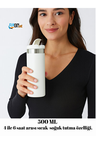 FLYONLOOK 500 ml Stainless Steel Thermos – Quality Leakproof for Hot and Cold Drinks for Sports, Camping and Office