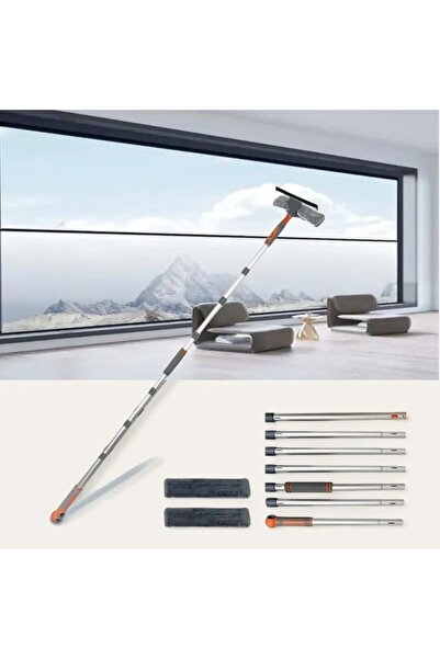 Karam أداة تنظيف النوافذ العالية 2 في 1 مع ممسحة من الألياف الدقيقة، قابلة لل...