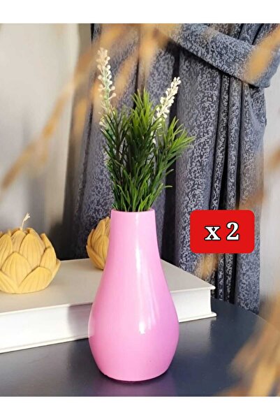 E.M.S AVM 2 Pieces Vase Drop Vase Decorative Vase Pastel Pink Color 13 cm X 7...