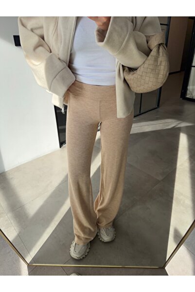 BB Bensu Buyruk PANTALONI CU TEXTURA MOALE CU PIELE PLIATA LA TALE