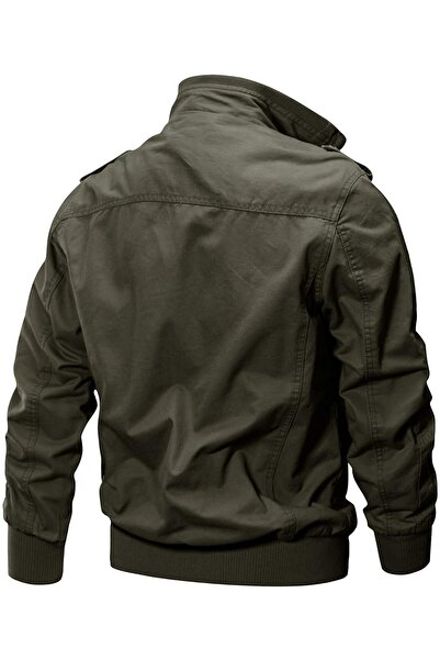 unbranded Men's Training Athletic Tactical Jacket Cargo Sturdy Casual Cotton Work Coats Black L