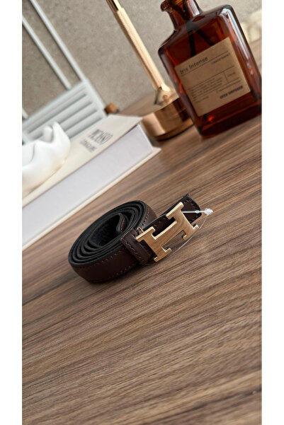 Melissatelier حزام نسائي قياسي بإبزيم حرف، لون بني غامق