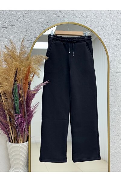 MİHRA STORE Saruhan Straight Leg 3 Thread Sweatpants-Ci4221 Black