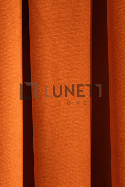 LUNETT HOME Orange Color Island Velvet Medium Pleated (1X2.5) Pleated Background Curtain Single Wing V9250