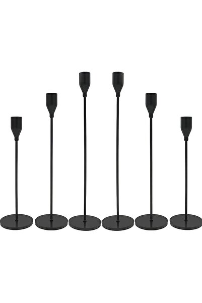 The Bros 6 قطع من حاملات الشموع باللون الأسود غير اللامع - مجموعة من 6 حاملات...