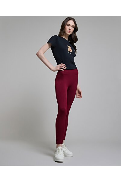 R&B Ribbed Leggings With Elastic Waist