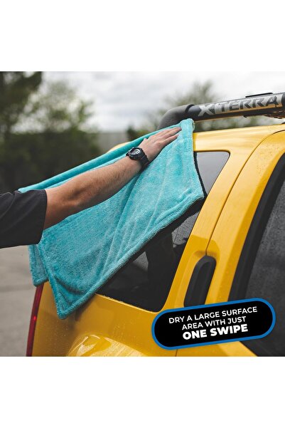 The Rag Company - The Liquid8r Microfiber Drying Towel, 1100gsm, 25 x 36 in, Aqua Blue