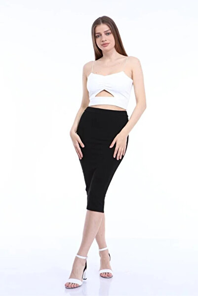buğrahayalin Women's Black Camisole Pencil Skirt