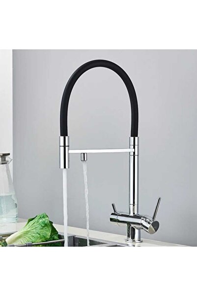 OEM Baterie de bucătărie cu 3 căi, cu cioc de scurgere cu filtru, pulverizator extractibil, crom (cod 1008-C)