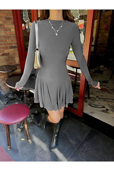 Cockatoo Skirt with Layers of Flounces, Mini Long-Sleeved Dress Jt16