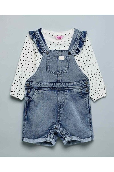 R&B طقم تي شيرت ودنغري مطبوع