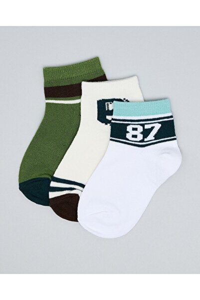 R&B Multi Boy's 3 Pack Printed Ankle Socks